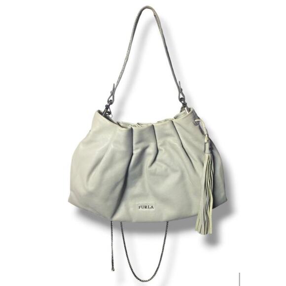 Furla Handbags - Furla Leather Hobo Sag Bag With Croc Embellished Strap